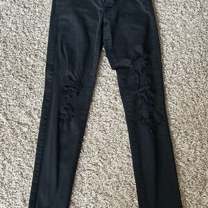 American Eagle Outfitters Black Skinny Distressed Jeans